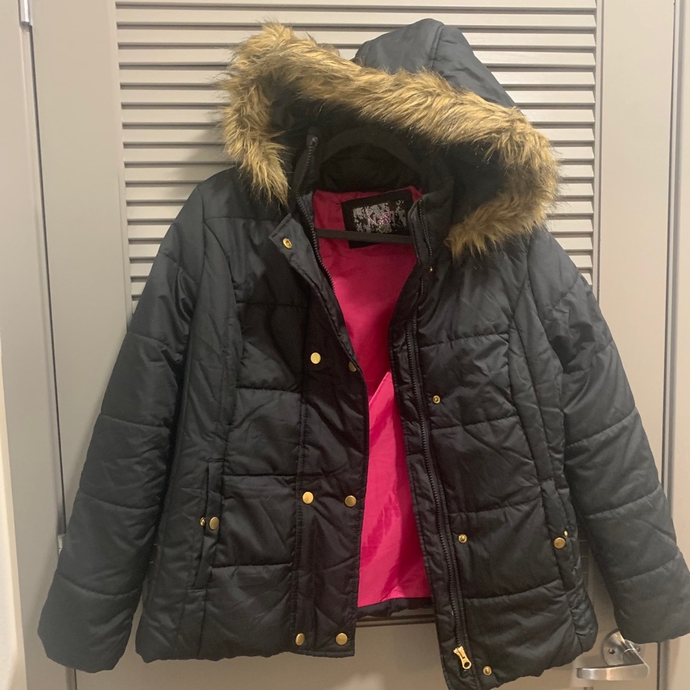 Macy’s KRUSH Black Puffer Coat - Girls Sz XL
